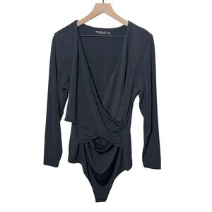 Abercrombie & Fitch Soft A&F Collection Black Wrap Front Bodysuit - Size‎ XL